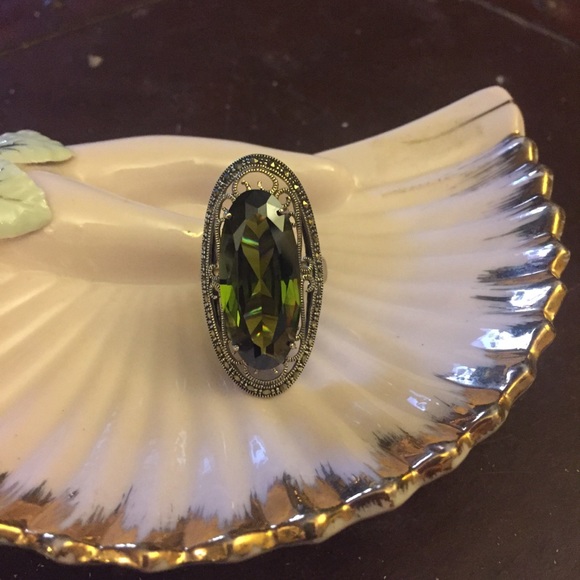 Sterling Silver, Marcasite and Iolite Ring - Picture 4 of 5